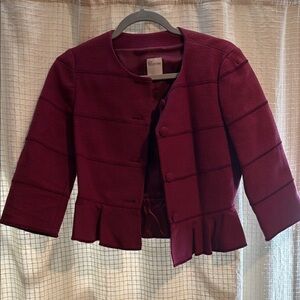 Red Valentino Cropped Jacket with Pleated Hem